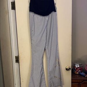 Judith March Navy Bodice with White & Navy Pinstripe Boot Cut Jumpsuit